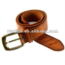 Ceinture en cuir véritable marron avec boucle en alliage